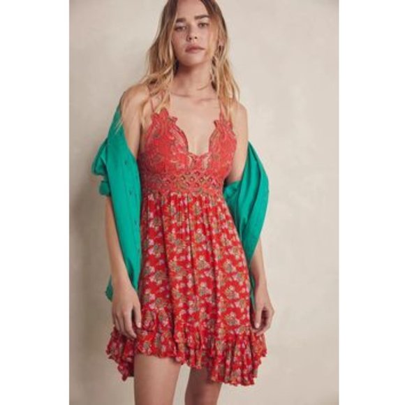 Free People Dresses & Skirts - Free People Womens Adella Printed Mini Slip Dress Large